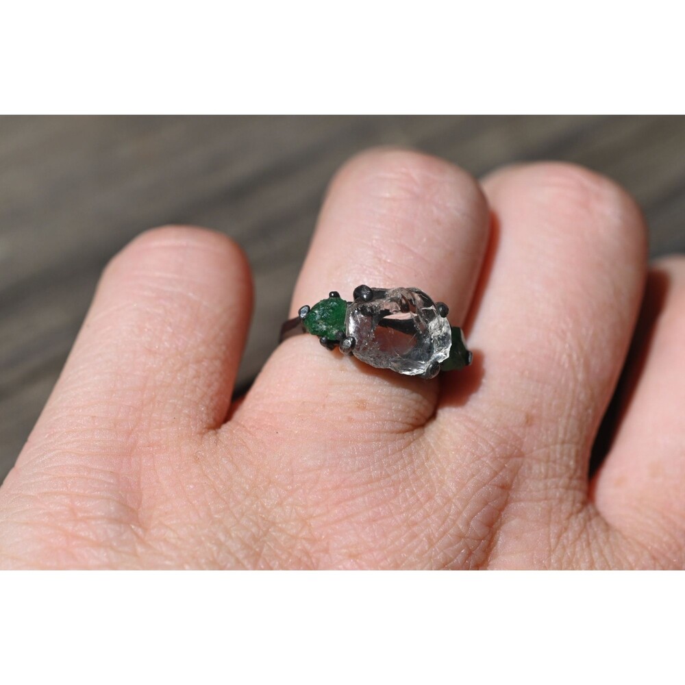 Engagement ring Emerald s, Natural Real and Raw, size 3 4 5 6 7 8 9 10 11 12 - Picture 5 of 8